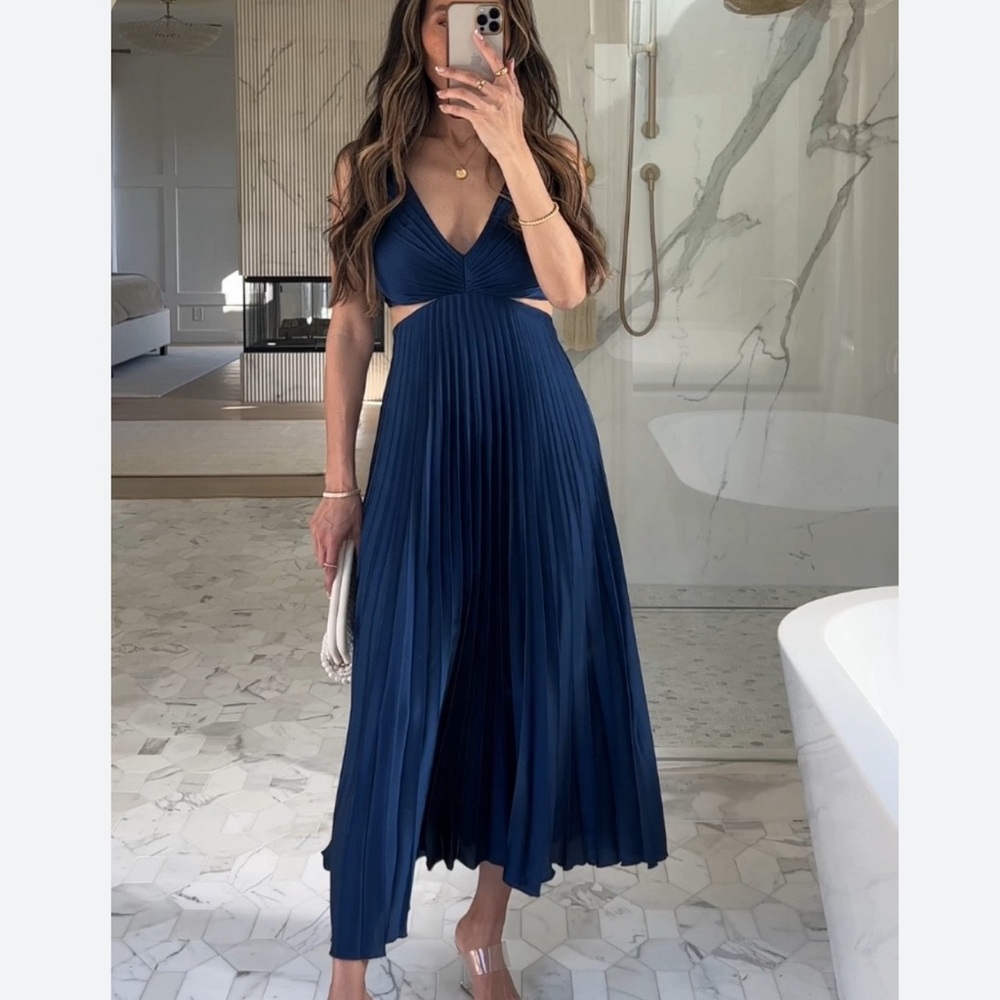 Abercrombie Navy Pleated Cut Out Dress